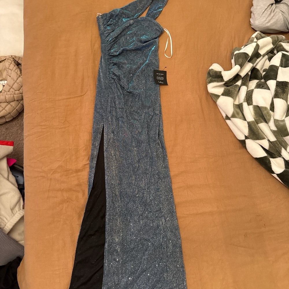 Lulu's Blue and Black Prom Dress